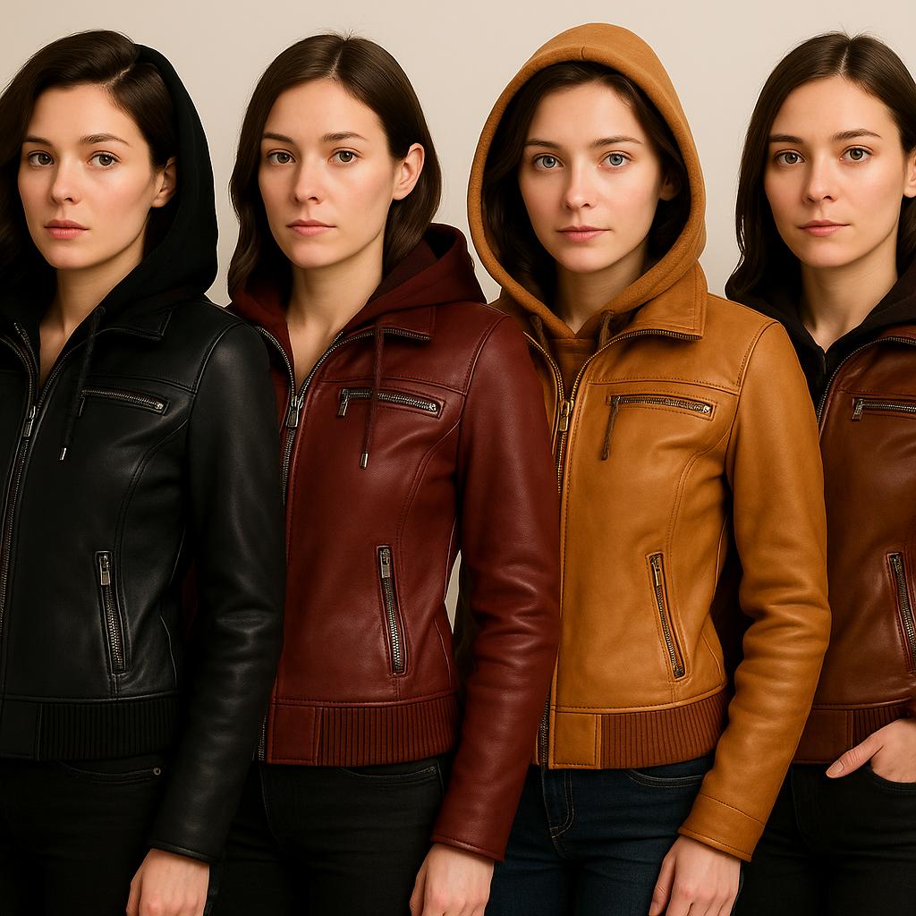 Black Women’s Hooded Leather Jacket