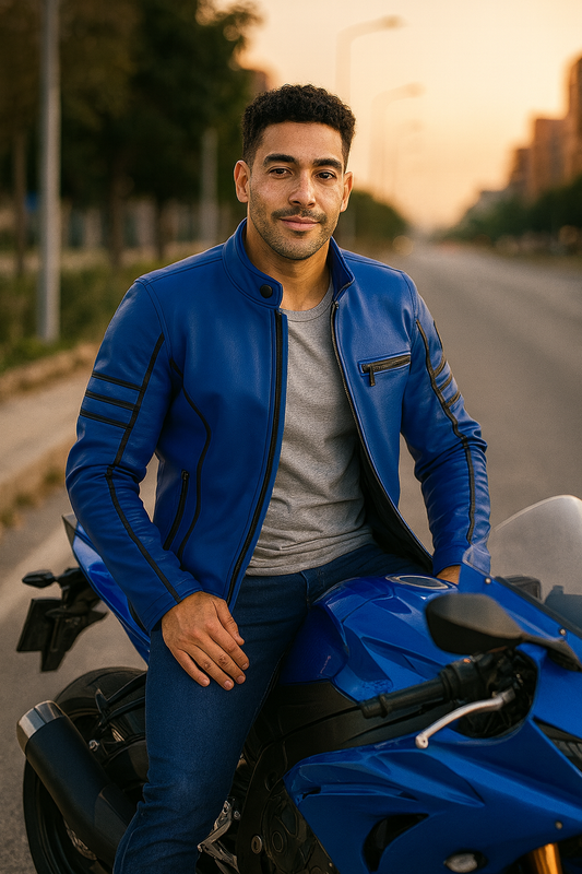 Classic Biker Leather Jacket – Slim Fit Design