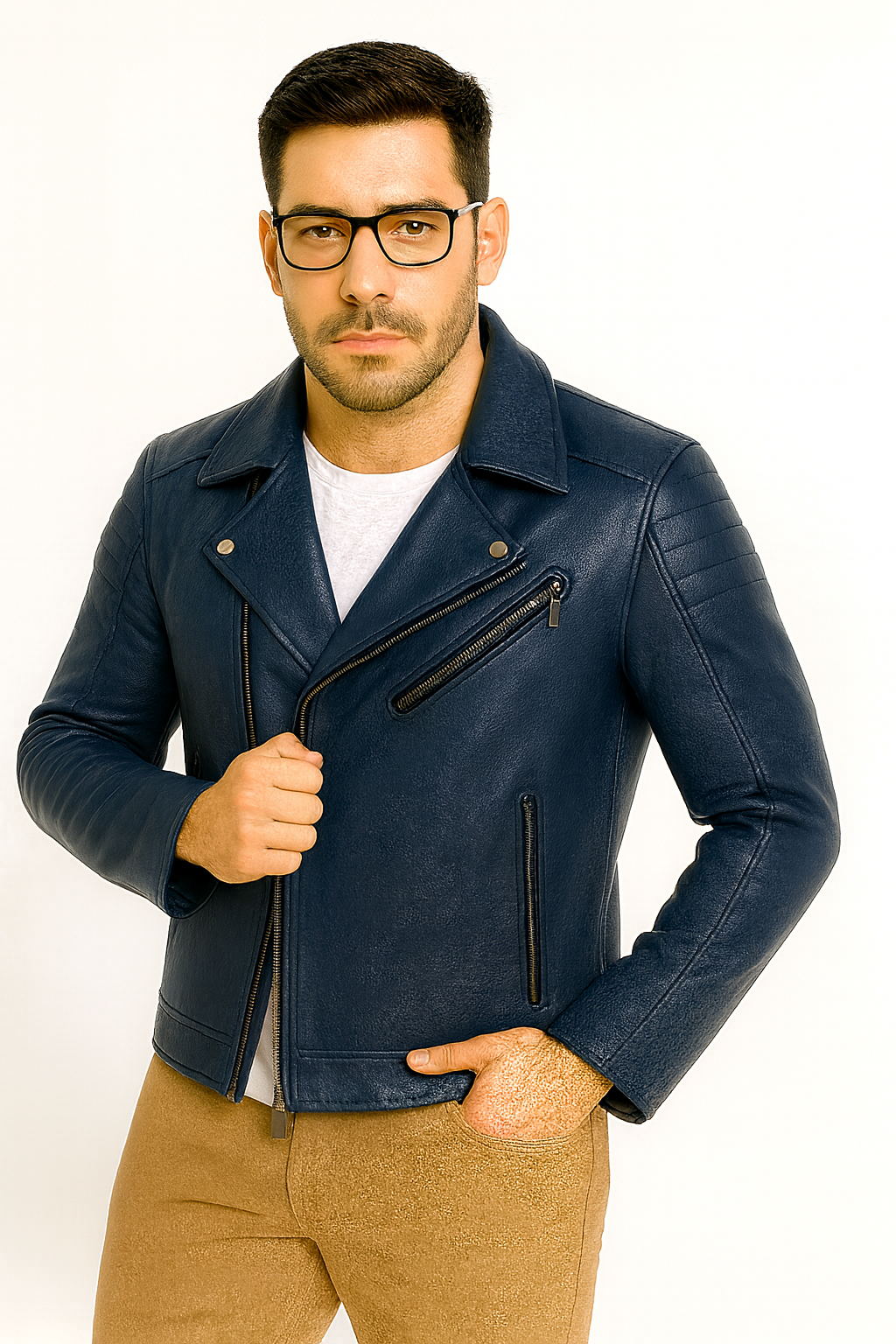 Genuine Leather Bomber Jacket – Vintage Style, Handmade