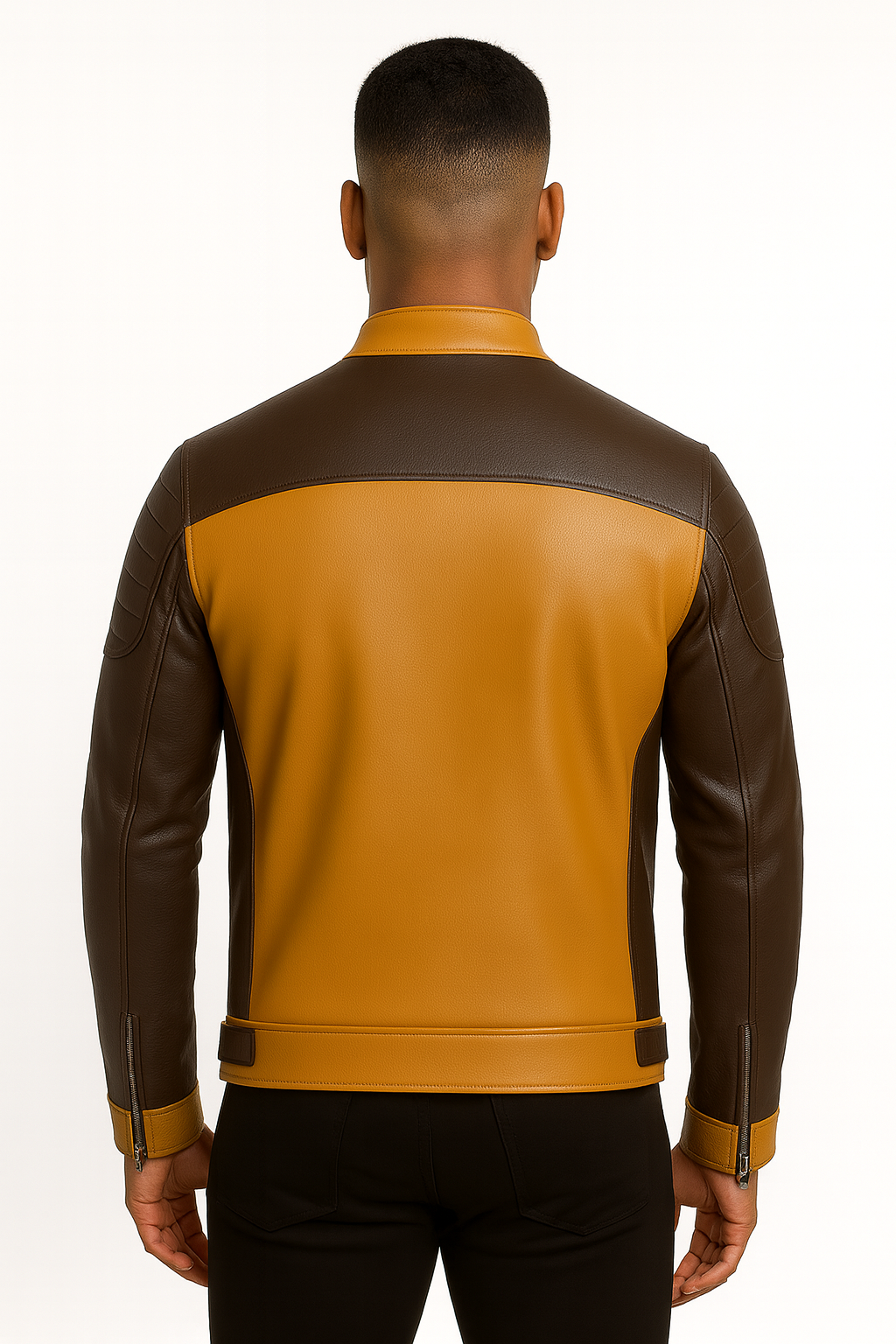 Men’s Racer Leather Jacket – Dual Tone Motorcycle Style