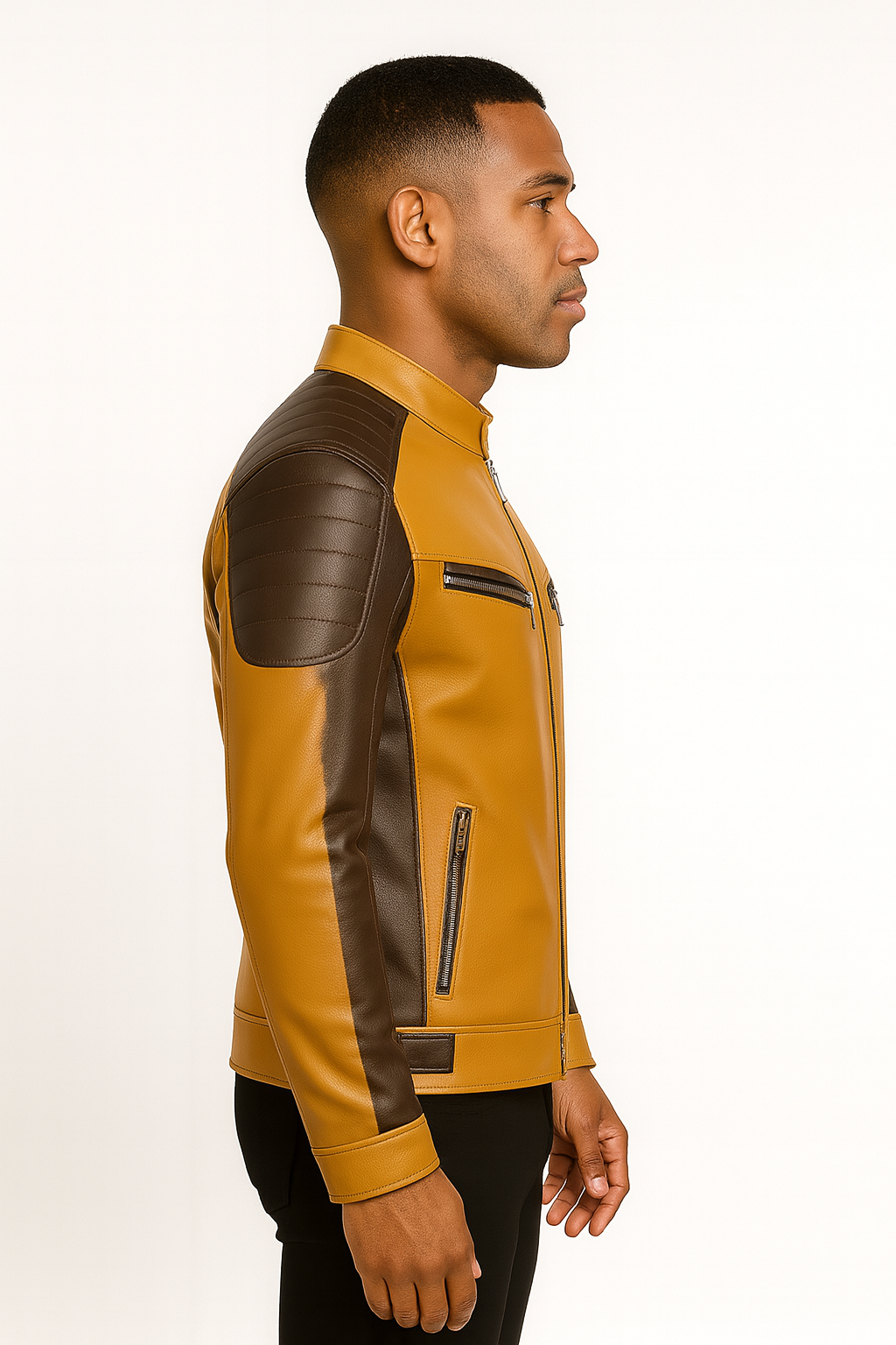 Men’s Racer Leather Jacket – Dual Tone Motorcycle Style