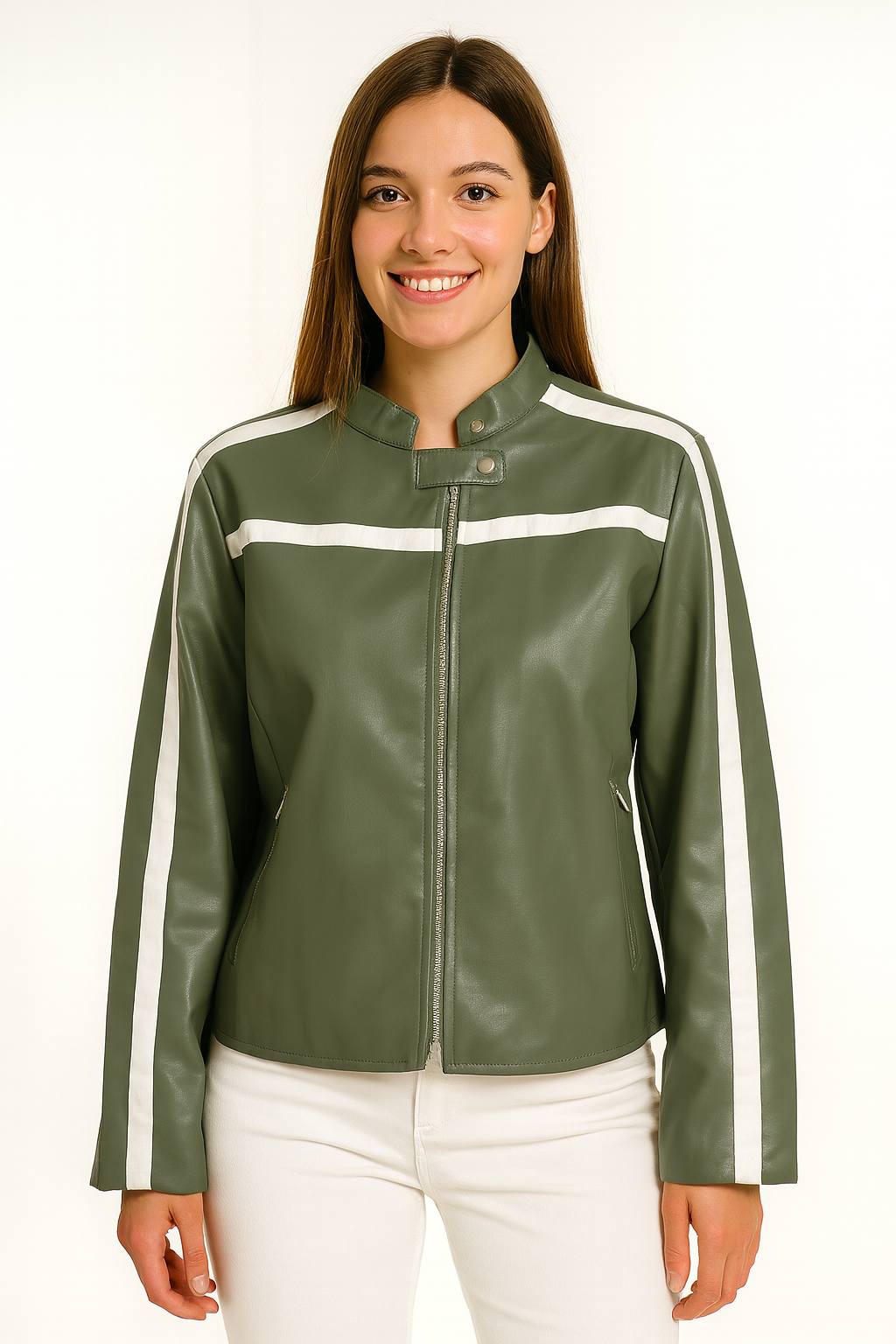 Velocity Stripe Racer Leather Jacket