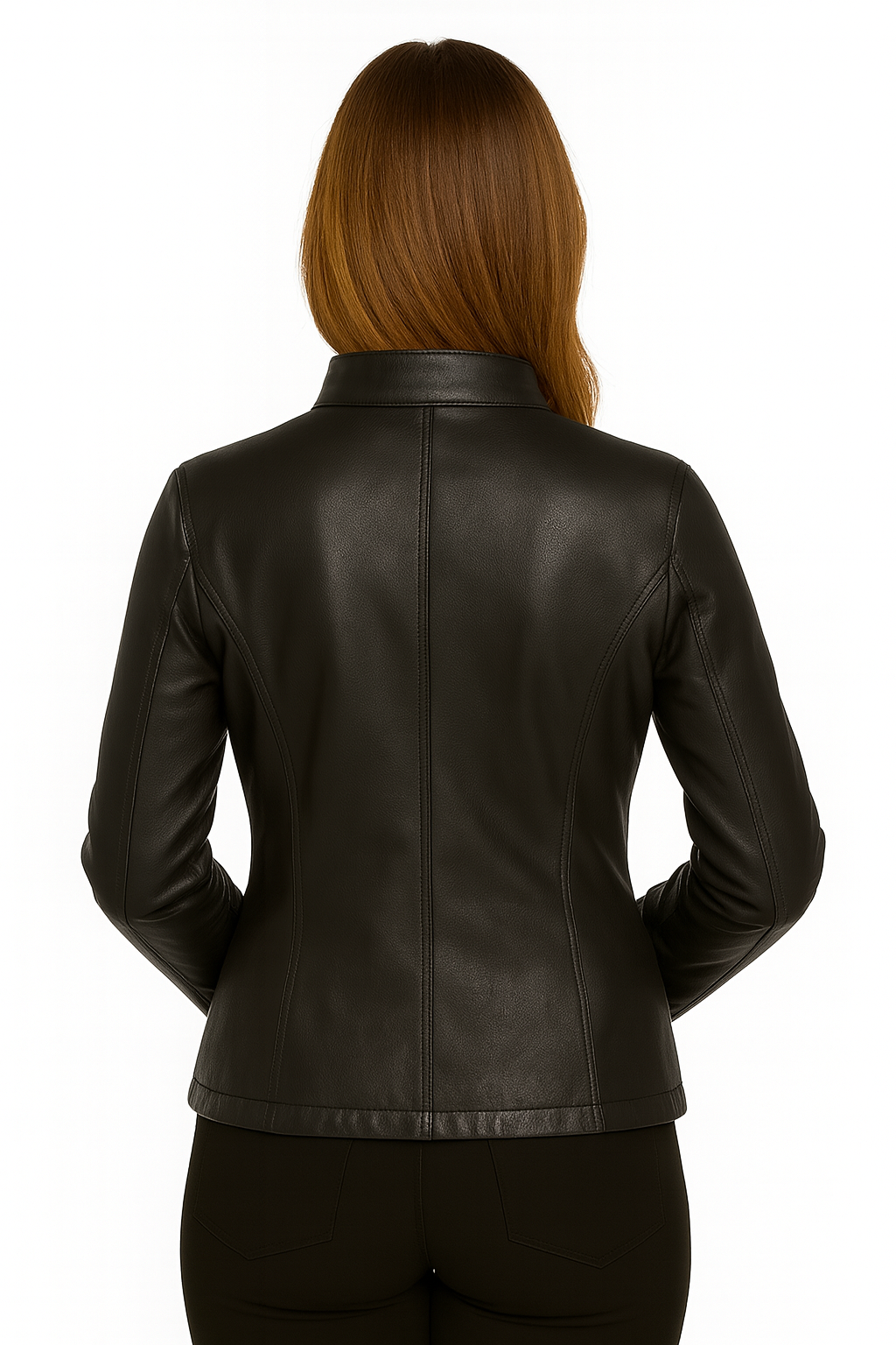 Women’s Slim Fit Leather Jacket – Classic Zip-Up Style