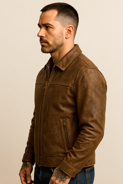 Classic Suede Zip-Up Jacket
