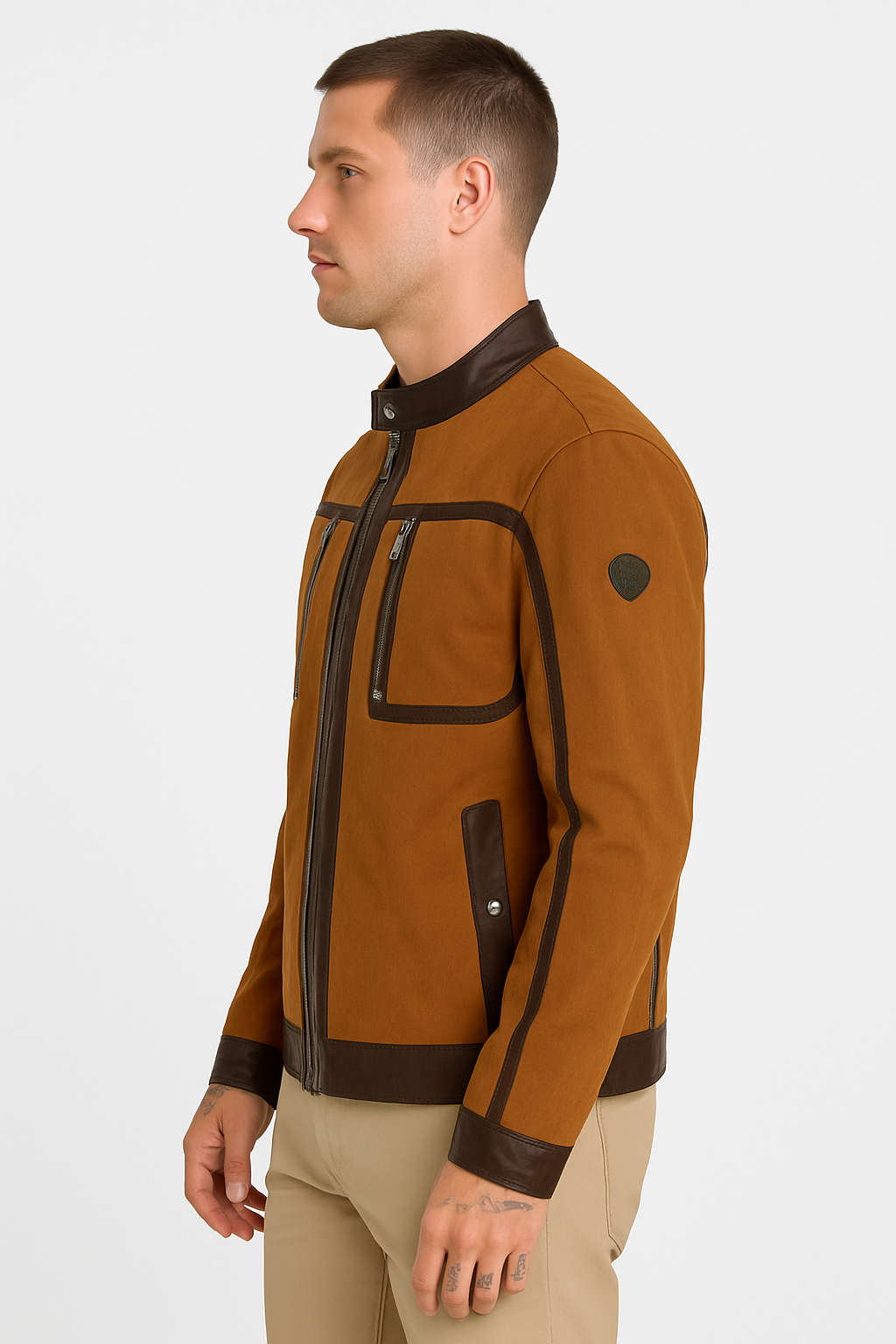 Two-Tone Racer Leather Jacket