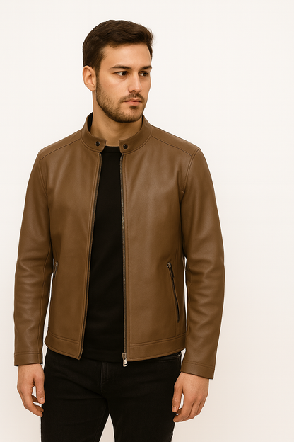 Mocha Harmony Leather Jacket Set