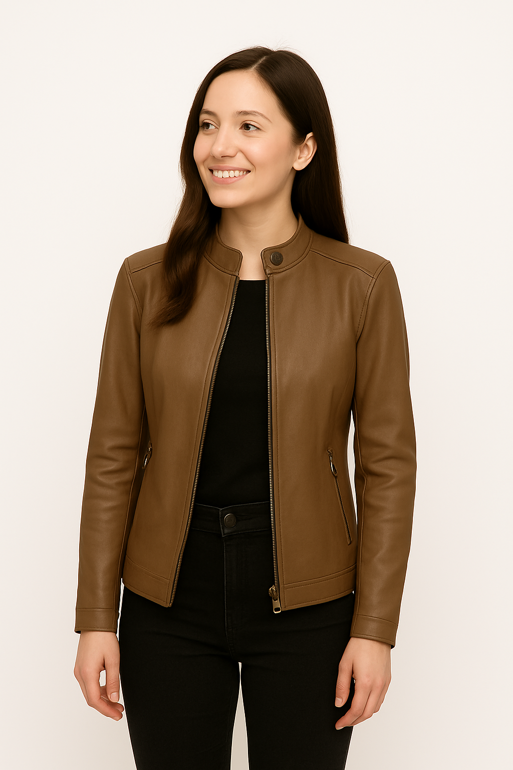 Mocha Harmony Leather Jacket Set