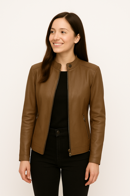 Mocha Harmony Leather Jacket Set