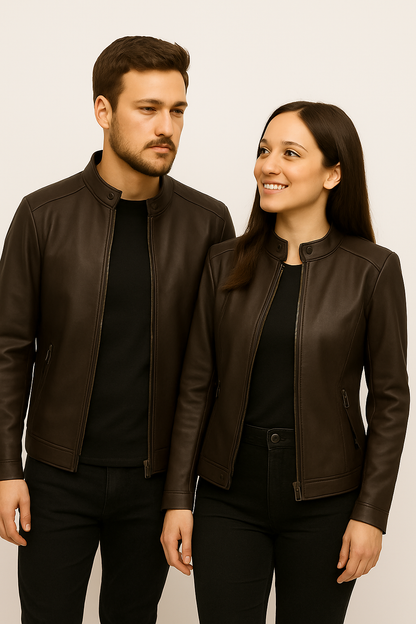 Mocha Harmony Leather Jacket Set