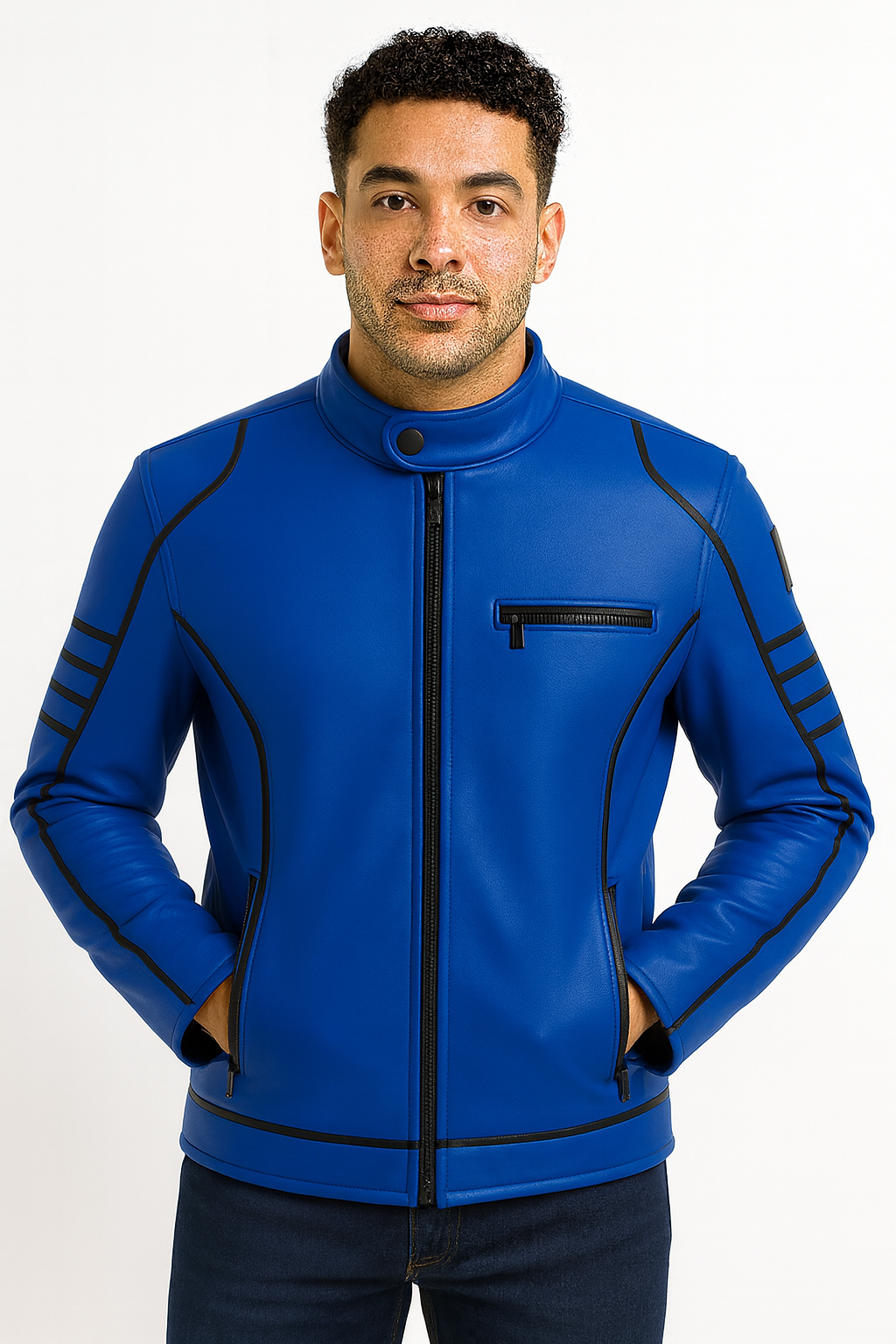 Classic Biker Leather Jacket – Slim Fit Design