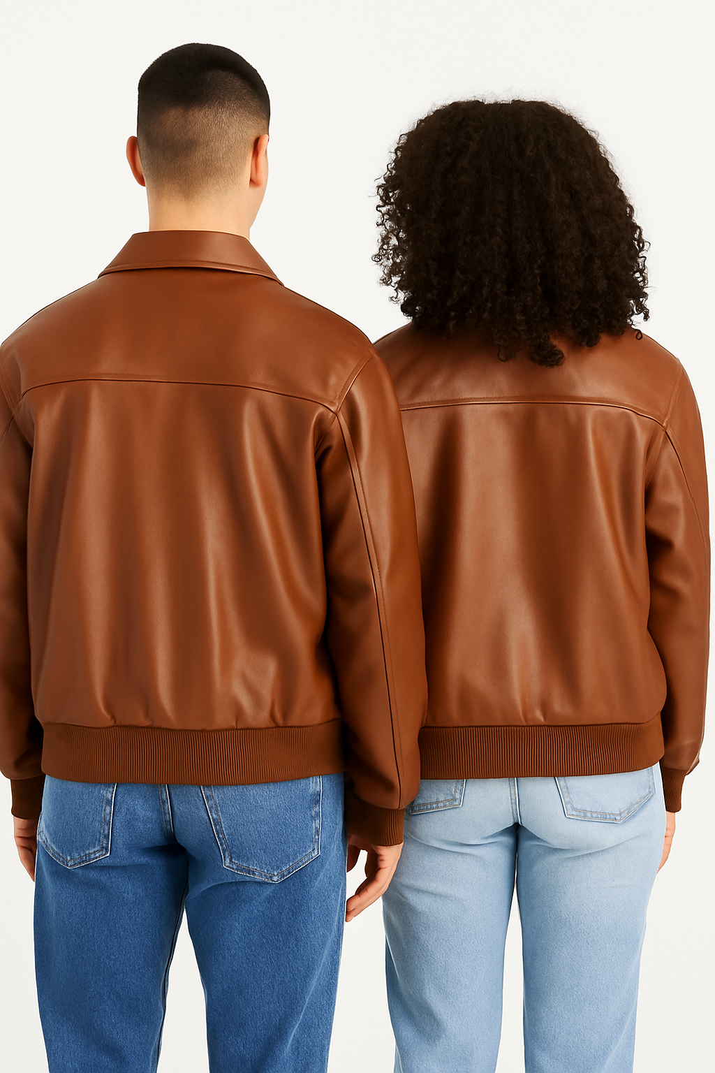 Couple Varsity Bomber Leather Jacket with Chenille Patch
