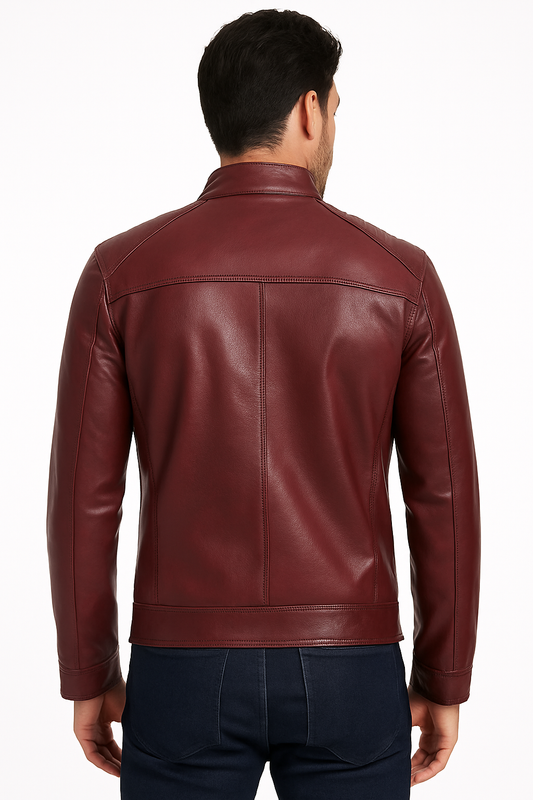 Crimson Edge Moto Leather Jacket