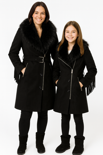 Fur Fringe Winter Coat – Matching Set