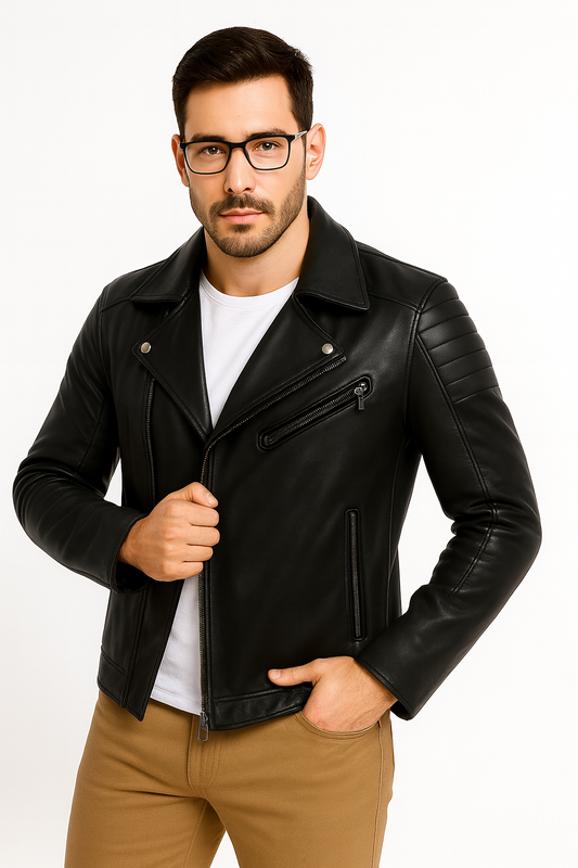 Genuine Leather Bomber Jacket – Vintage Style, Handmade