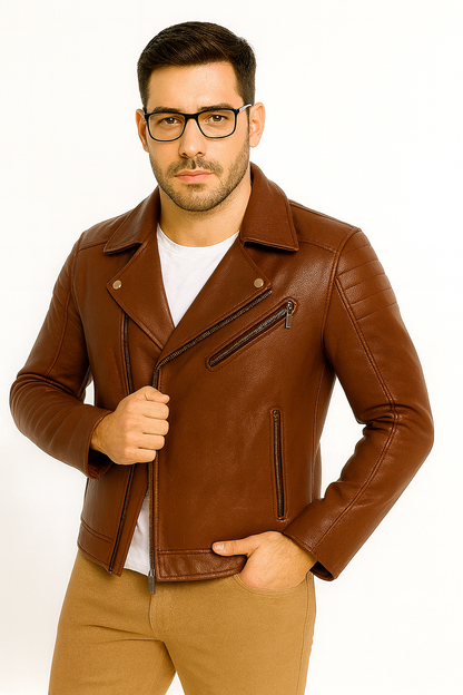Genuine Leather Bomber Jacket – Vintage Style, Handmade