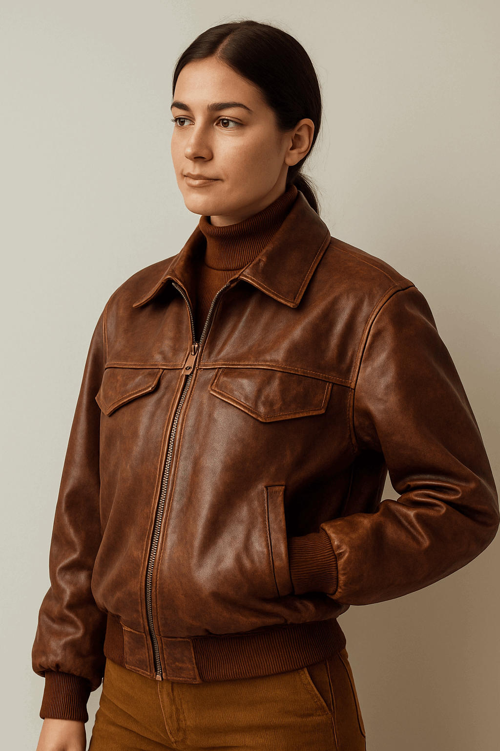 Ladies Jacket with Genuine Leather Sleeves – LooXHer Jacket