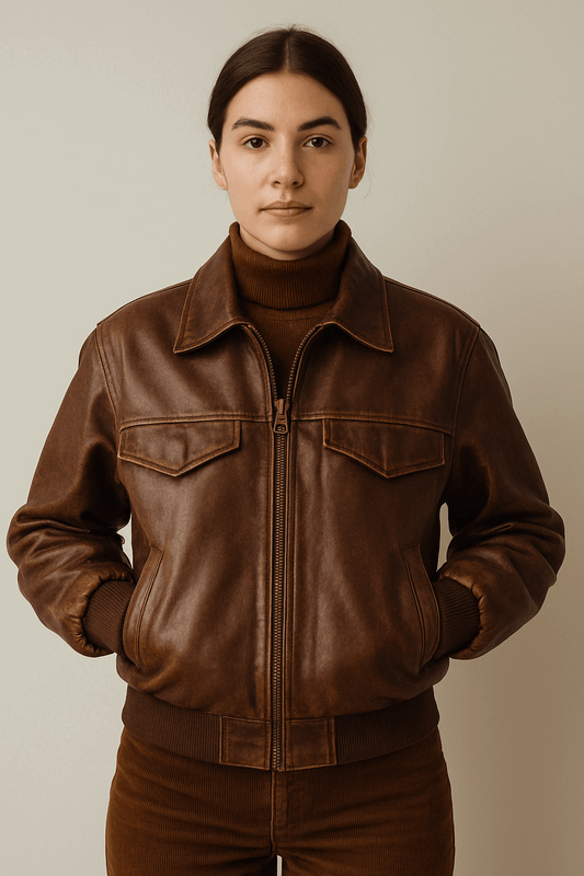 Ladies Jacket with Genuine Leather Sleeves – LooXHer Jacket