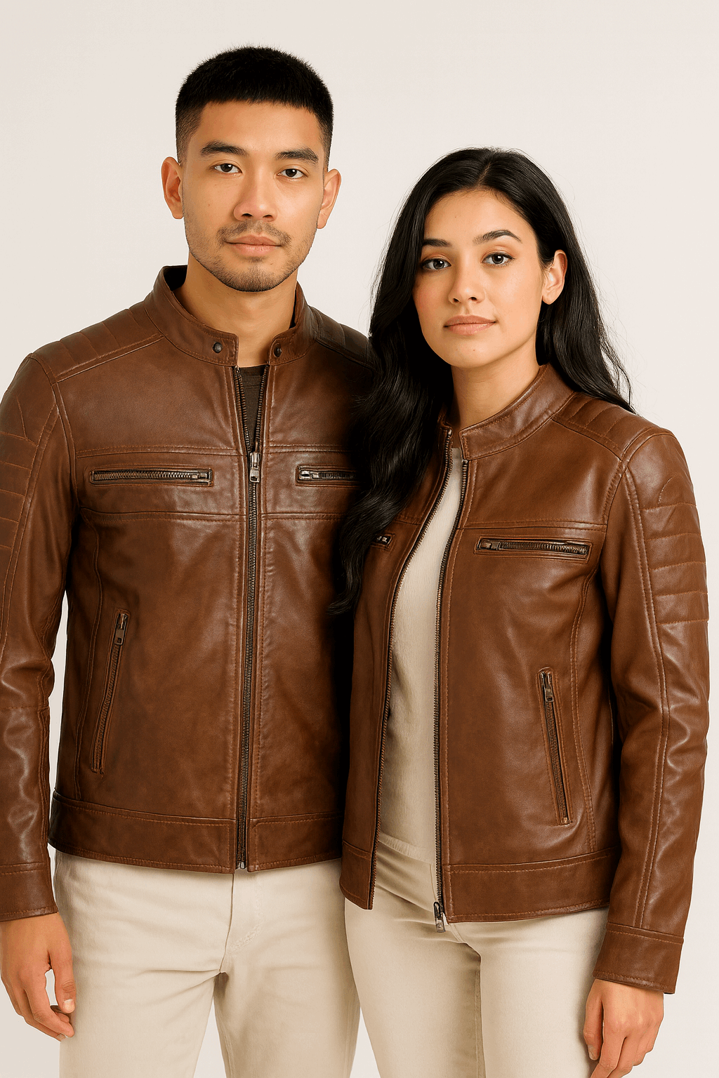 Leather Couple Jackets – Matching Genuine Leather Outerwear for Him & Her