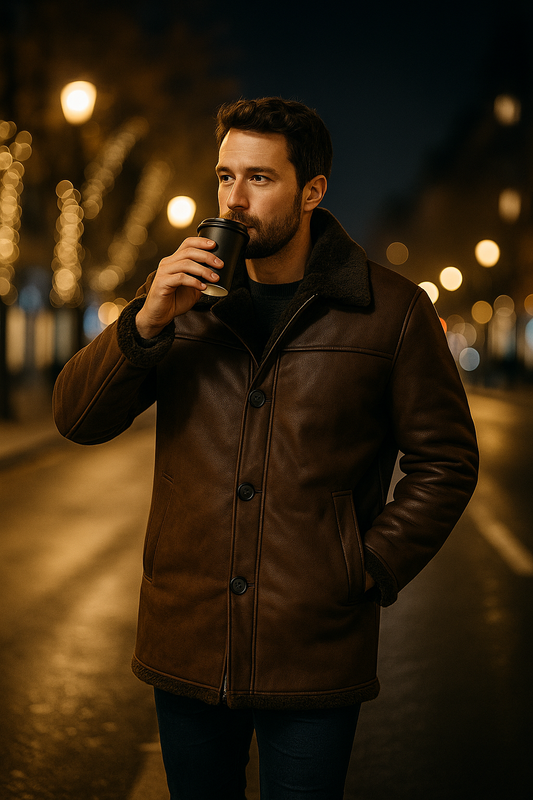 Luxe Heritage Brown Leather Coat