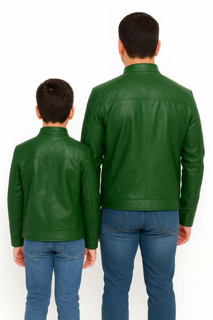Matching Father-Son Leather Jackets – Cafe Racer Style