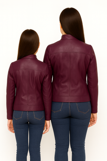 Matching Mother-Daughter Leather Jackets – Slim Fit Style