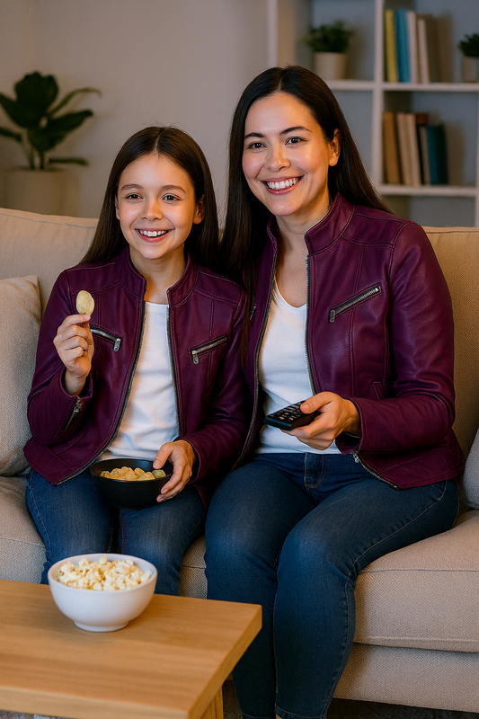 Matching Mother-Daughter Leather Jackets – Slim Fit Style