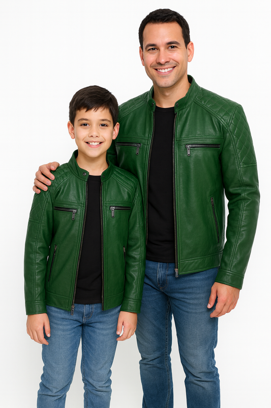 Matching Father-Son Leather Jackets – Cafe Racer Style