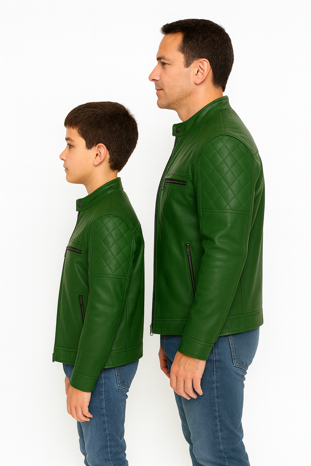 Matching Father-Son Leather Jackets – Cafe Racer Style