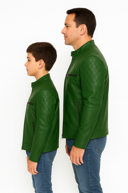 Matching Father-Son Leather Jackets – Cafe Racer Style