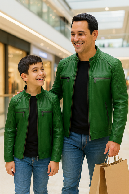 Matching Father-Son Leather Jackets – Cafe Racer Style