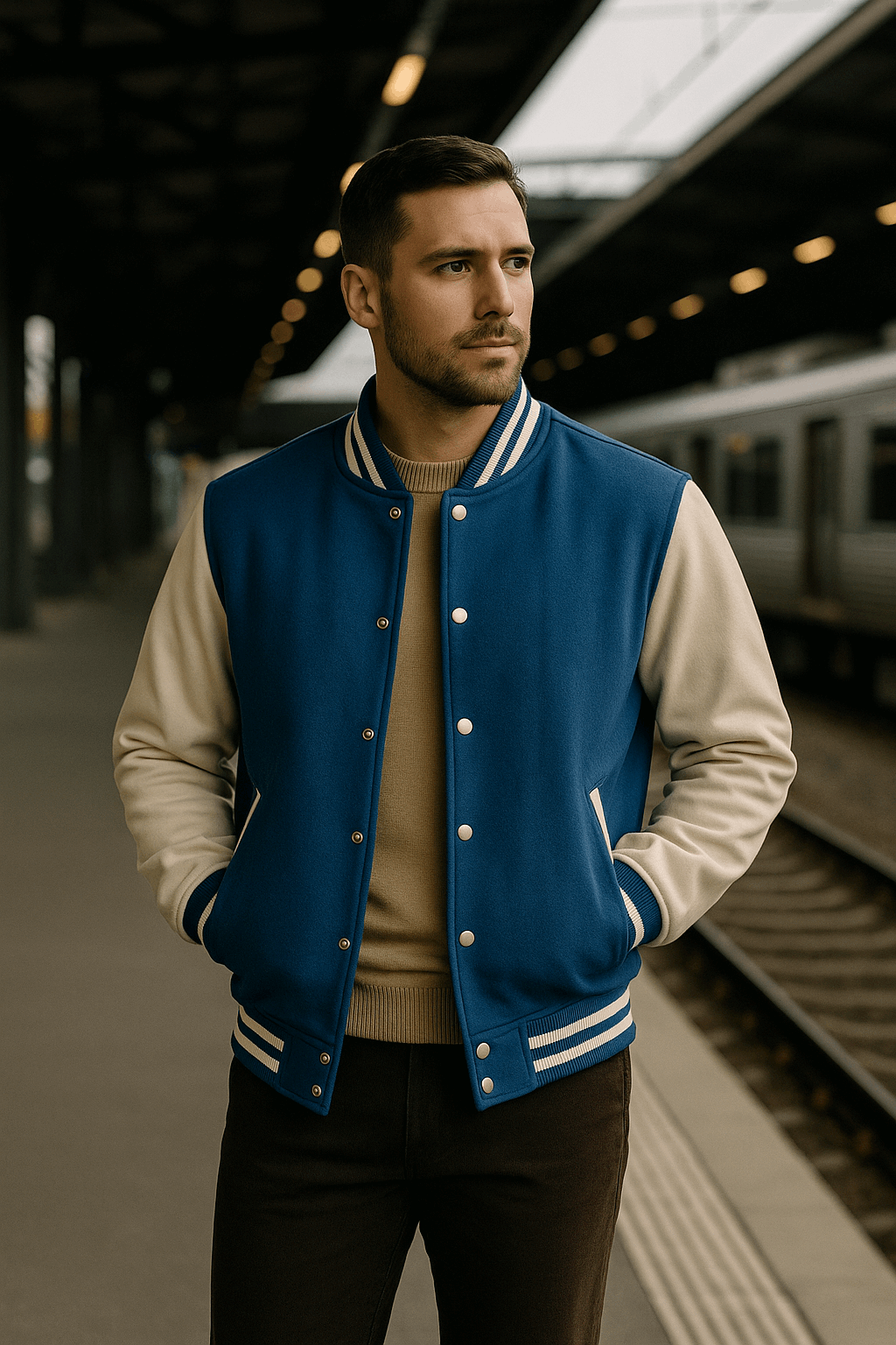 Men’s Varsity Jacket with Genuine Leather Sleeves – Urban Edge Varsity