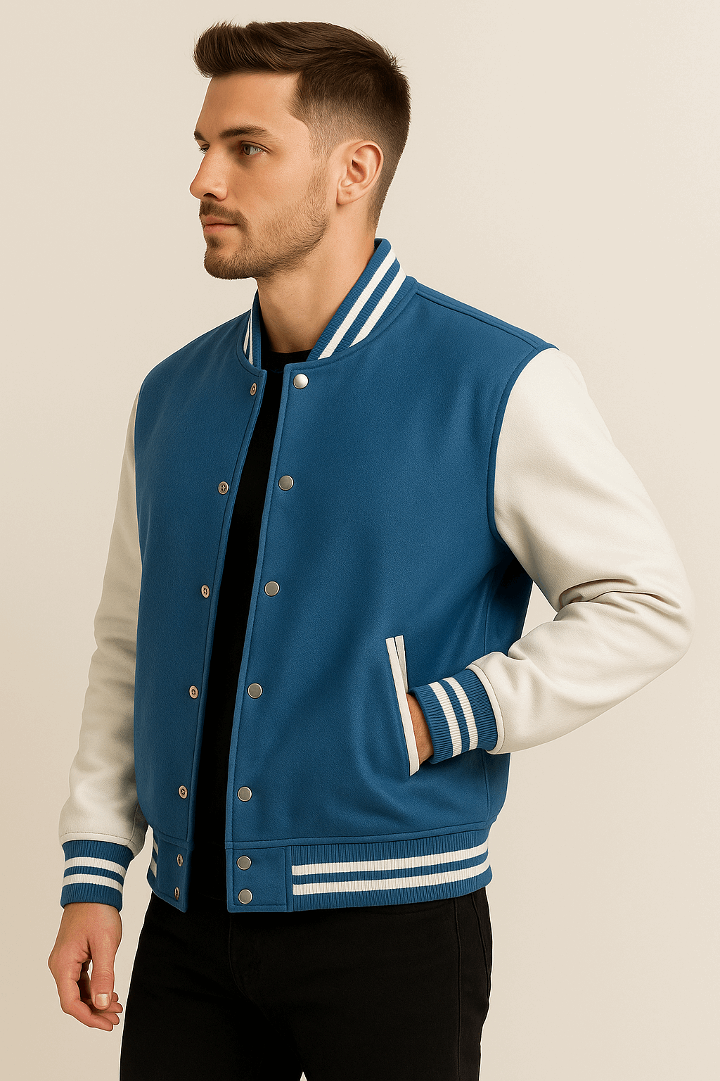 Men’s Varsity Jacket with Genuine Leather Sleeves – Urban Edge Varsity