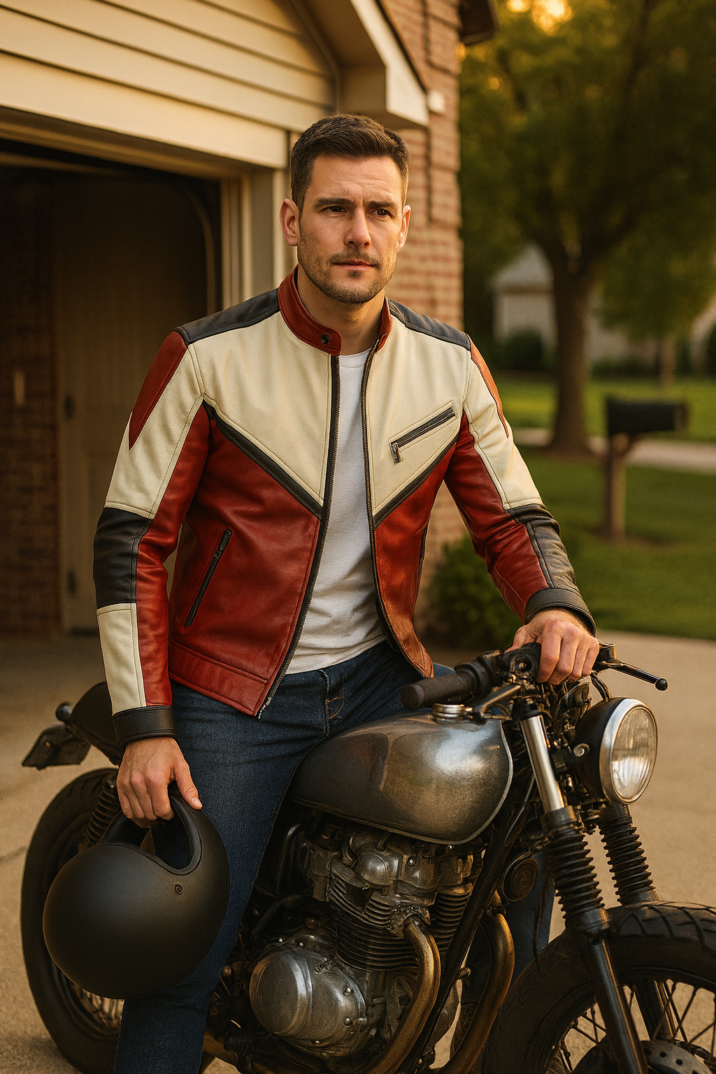 Men’s Cafe Racer Leather Jacket – Retro Motorcycle Style