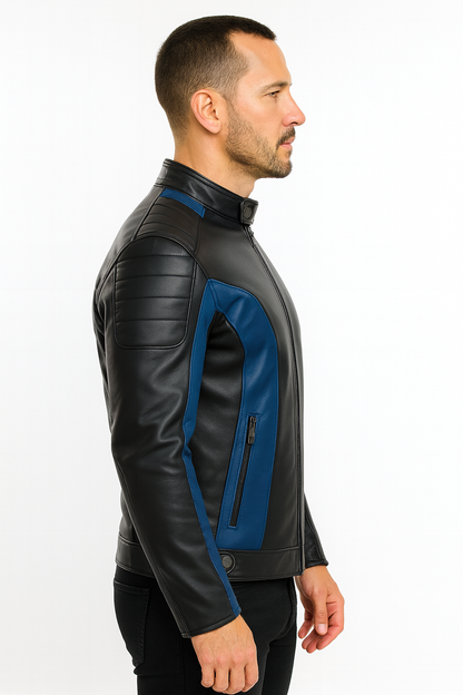 Men’s Motorcycle Leather Jacket – Padded Racer Style