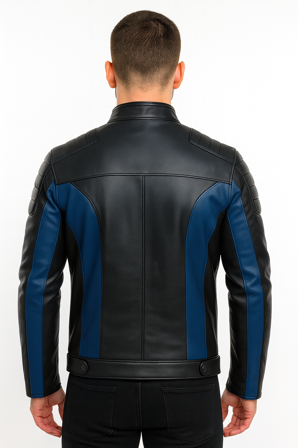 Men’s Motorcycle Leather Jacket – Padded Racer Style