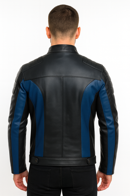 Men’s Motorcycle Leather Jacket – Padded Racer Style