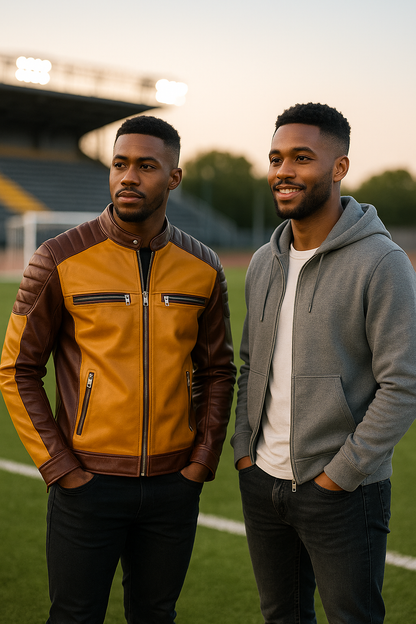 Men’s Racer Leather Jacket – Dual Tone Motorcycle Style