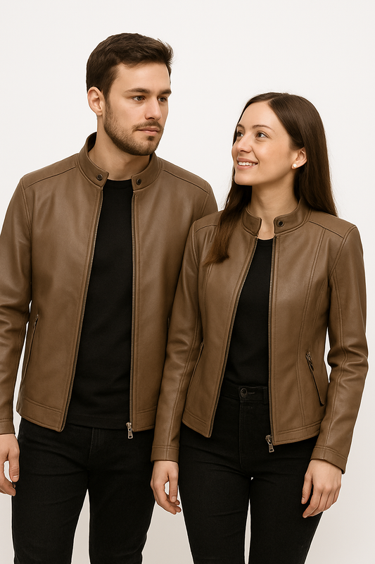 Mocha Harmony Leather Jacket Set