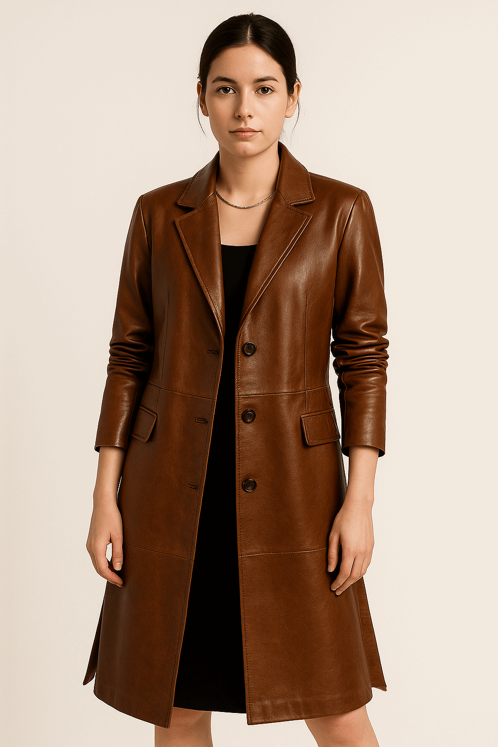 Regal Grace Leather Coat