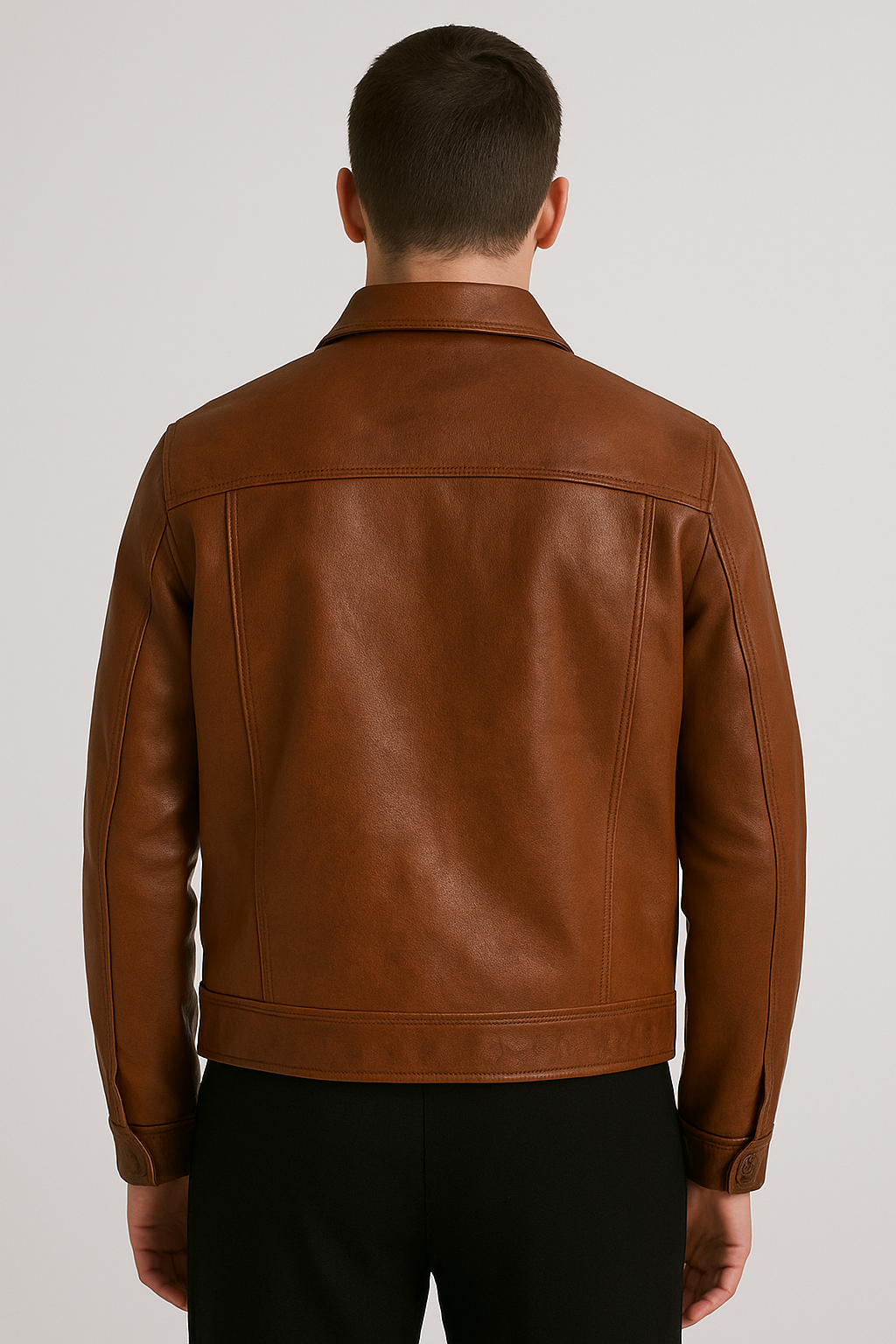 Classic Brown Button-Up Leather Jacket