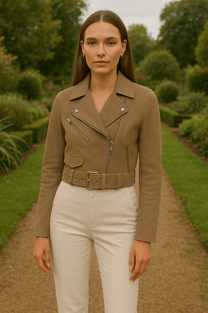 Urban Taupe Suede Biker Jacket