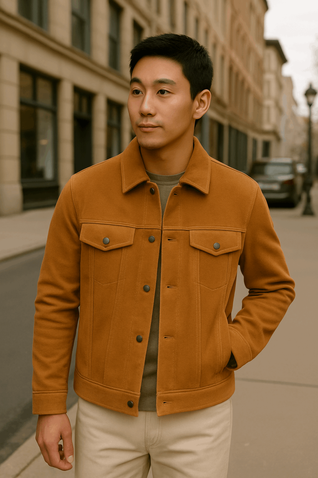 Urban Edge Tan Suede Jacket for Men