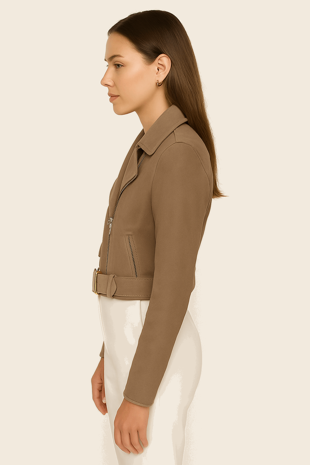Urban Taupe Suede Biker Jacket
