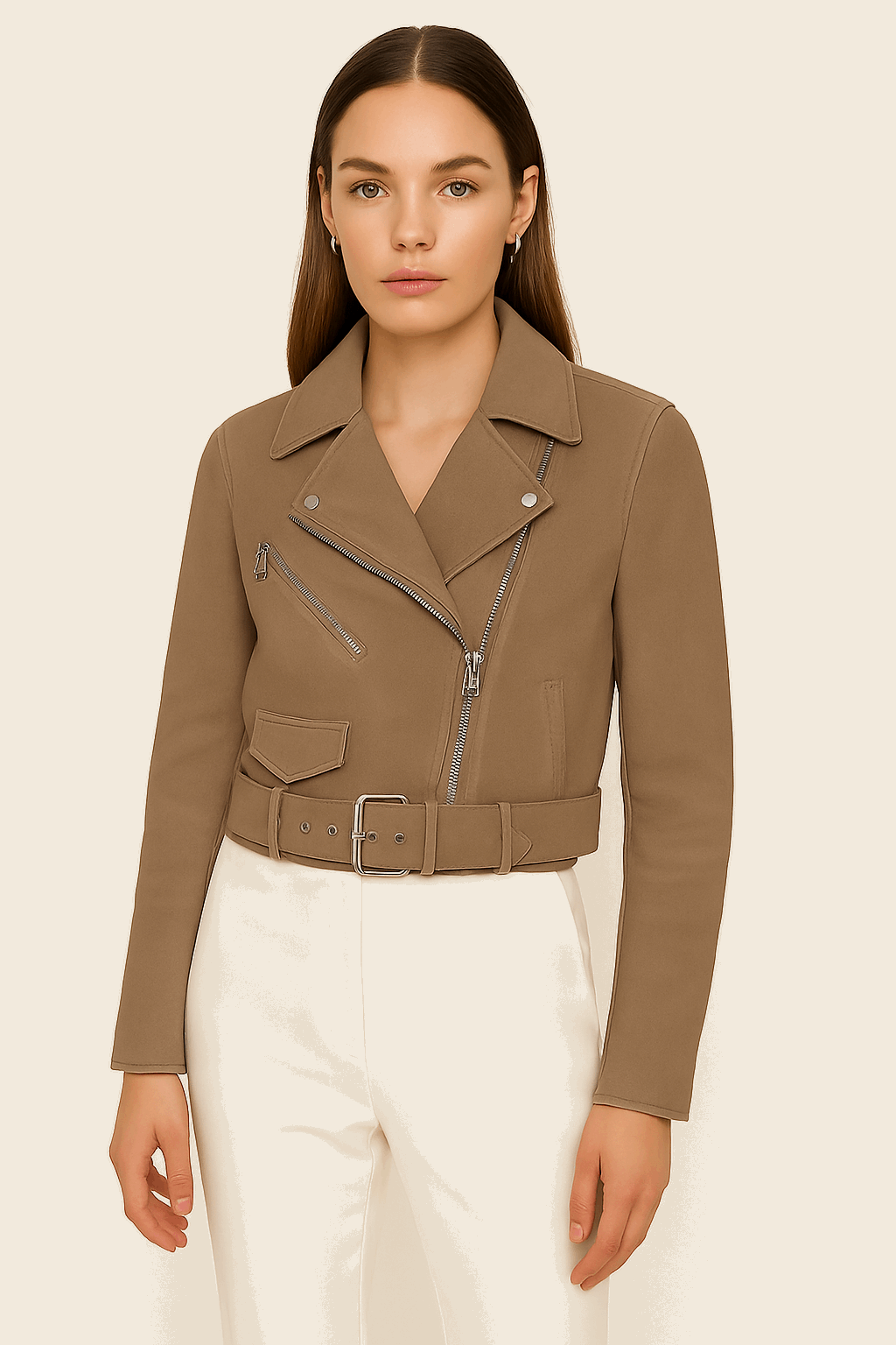 Urban Taupe Suede Biker Jacket