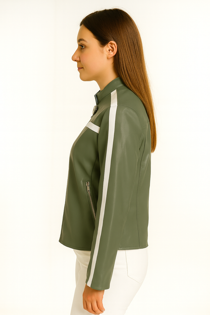 Velocity Stripe Racer Leather Jacket