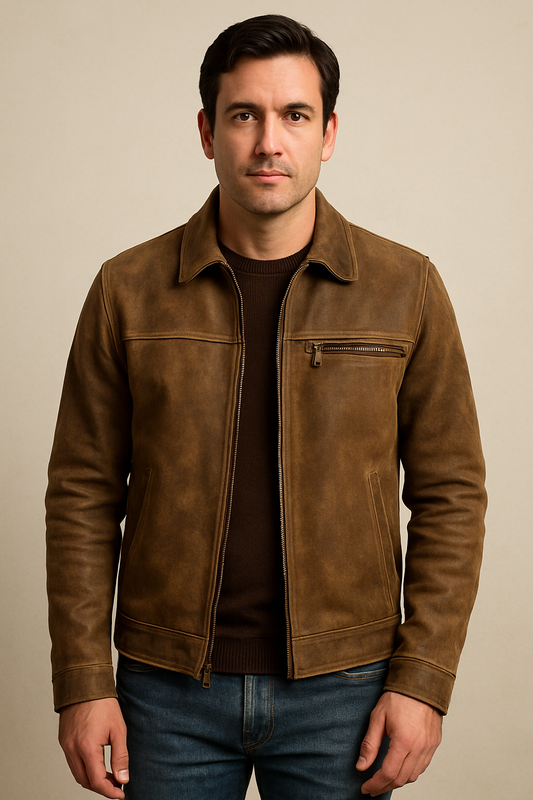 Vintage Brown Suede Leather Jacket