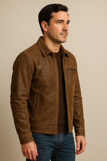 Vintage Brown Suede Leather Jacket