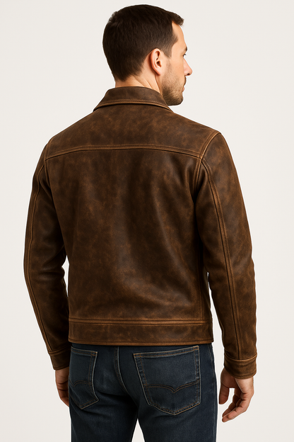 Vintage Brown Suede Leather Jacket
