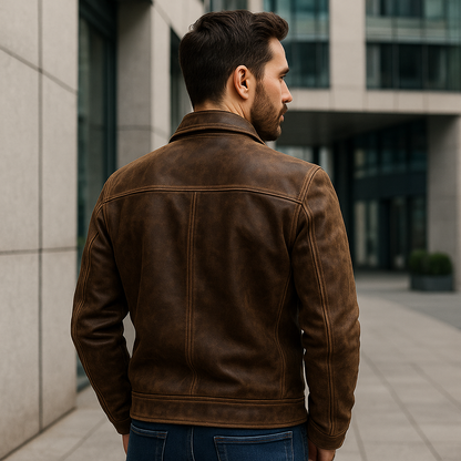 Vintage Brown Suede Leather Jacket