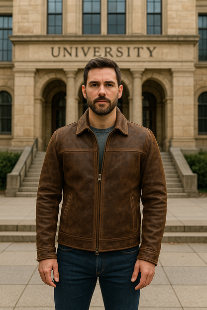 Vintage Brown Suede Leather Jacket